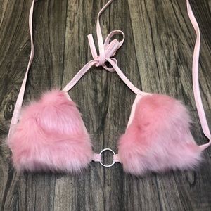 Furry pink Rave bra ✨